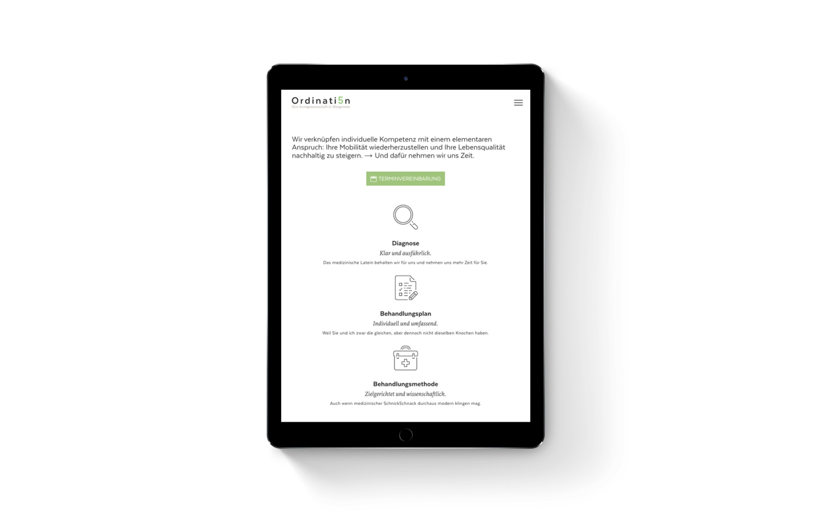Ordination5 Website (iPad)